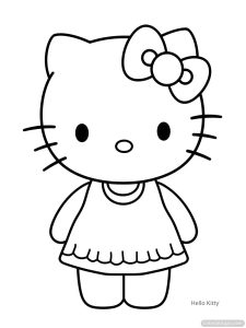 Hellokitty Coloring Page For Kids. 1 225x300